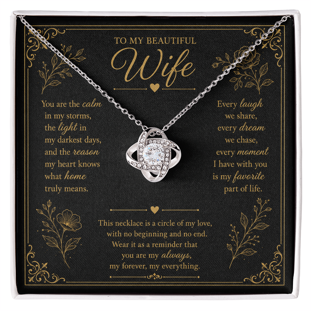 To My Wife My Forever My Everything Love Knot Necklace