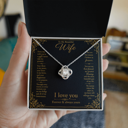 To My Beautiful Wife Every Day With You Love Knot Necklace