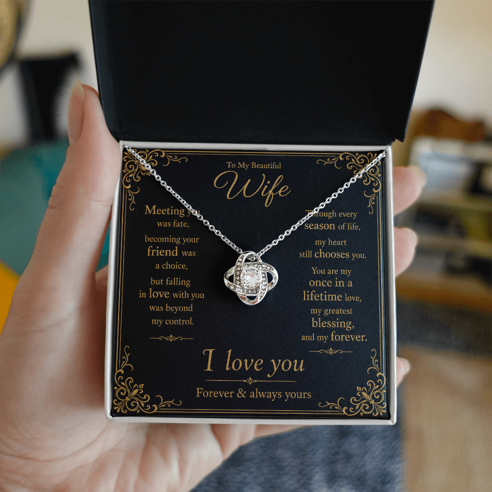 To My Beautiful Wife Love Knot Gift Necklace