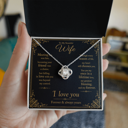 To My Beautiful Wife Love Knot Gift Necklace