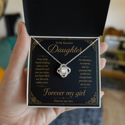 To My Beautiful Daughter Forever My Girl Love Knot Necklace