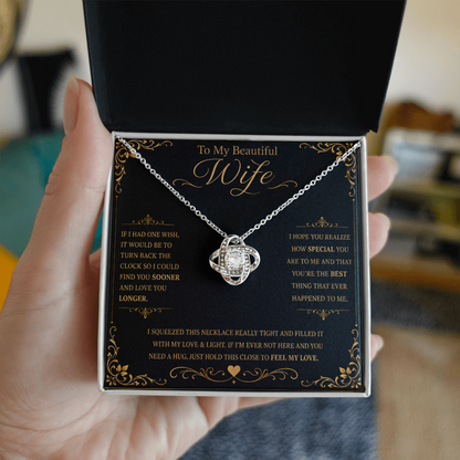 To My Beautiful Wife If I Had One Wish Love Knot Necklace