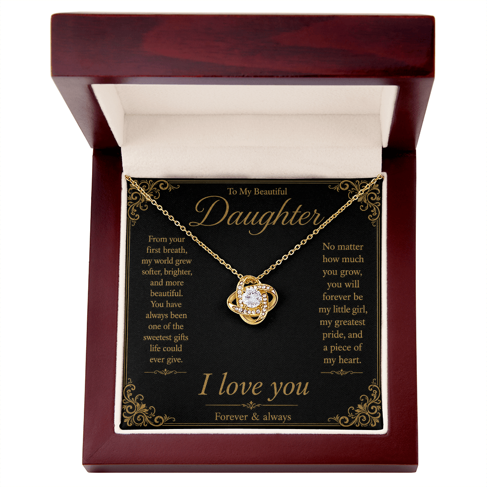 To My Daughter From Your First Breath Love Knot Necklace