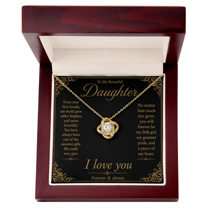 To My Daughter From Your First Breath Love Knot Necklace