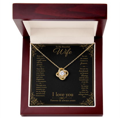 To My Beautiful Wife Every Day With You Love Knot Necklace