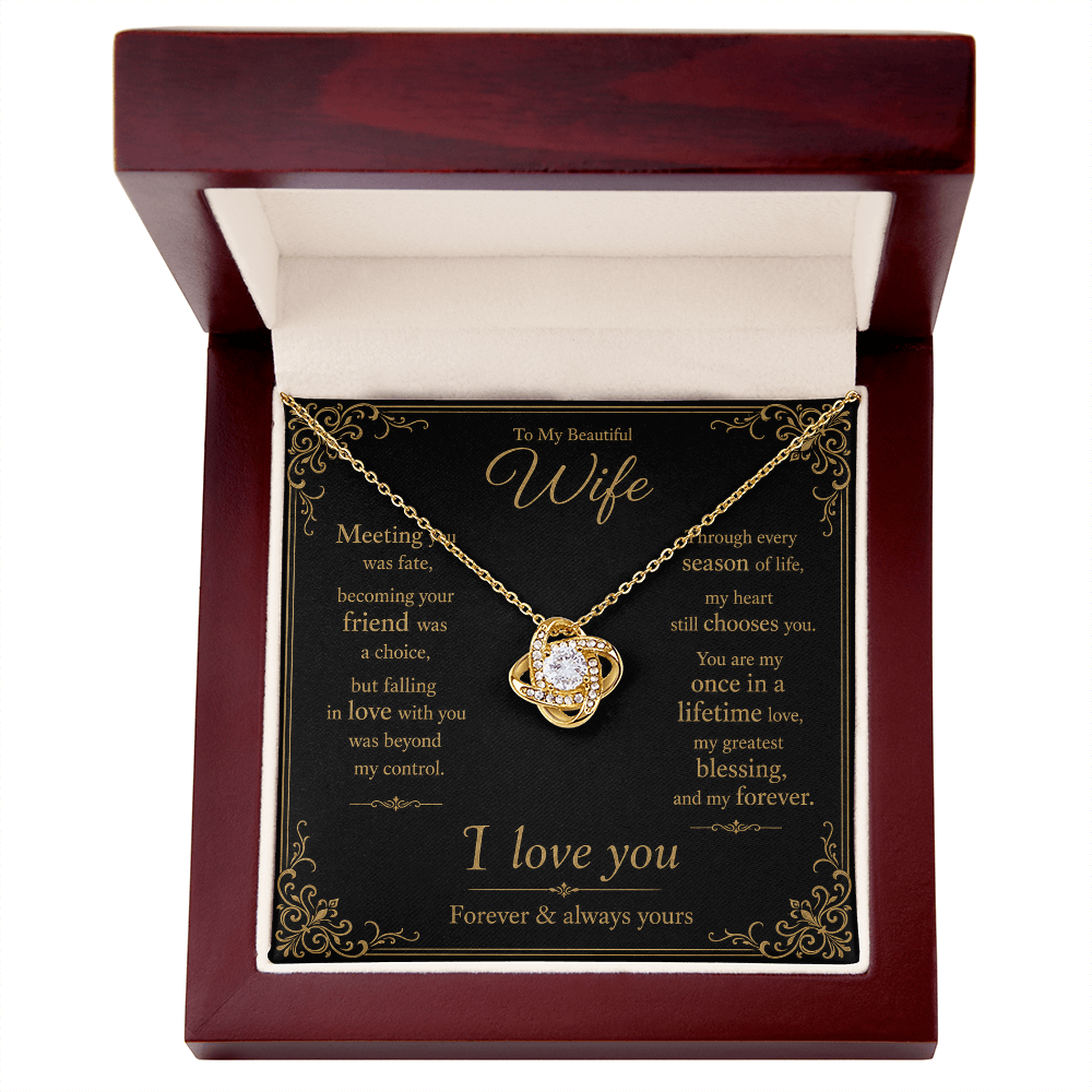 To My Beautiful Wife Love Knot Gift Necklace