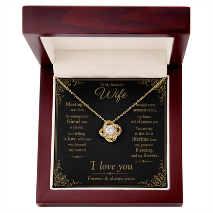 To My Beautiful Wife Love Knot Gift Necklace