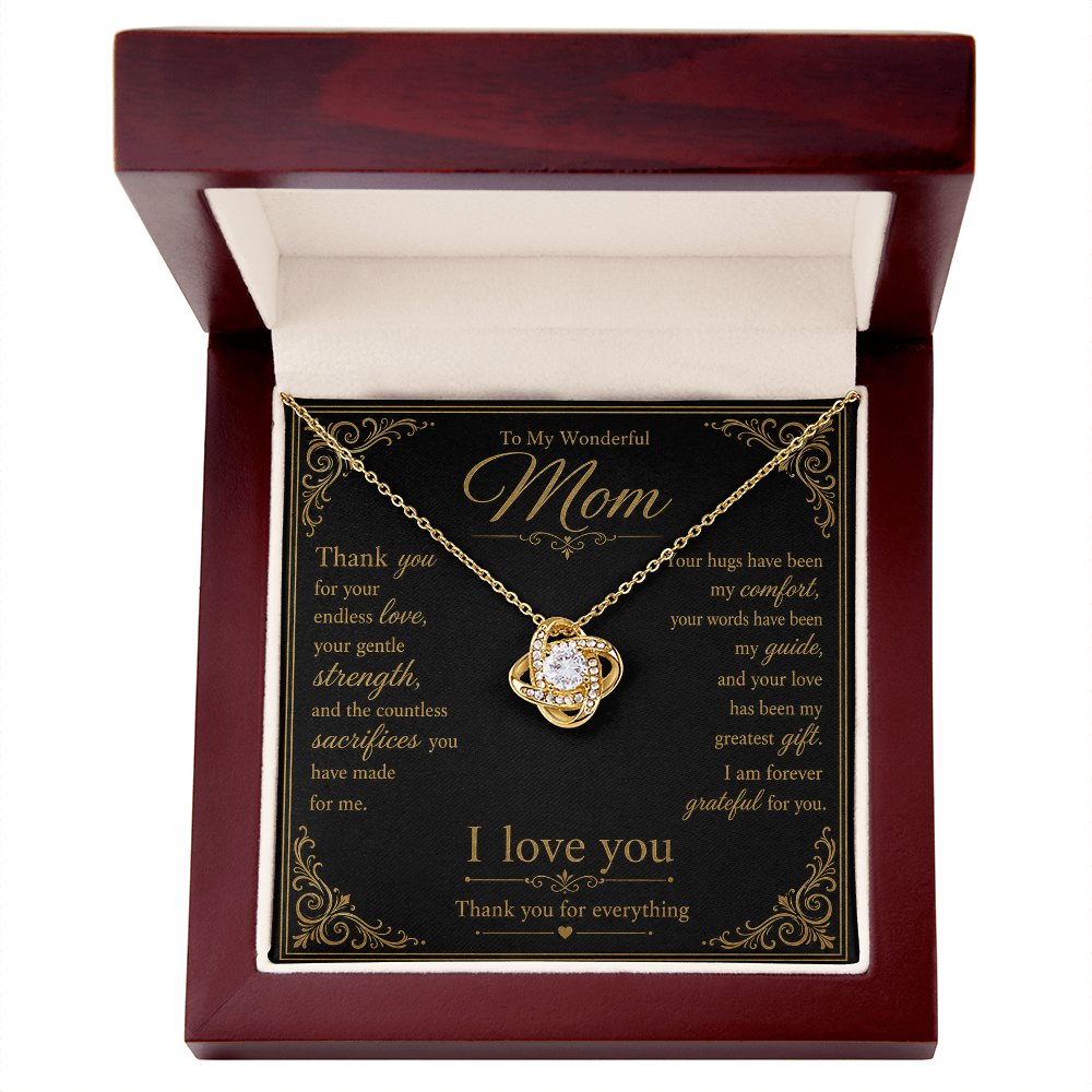 To My Wonderful Mother Thank You For Your Endless Love Knot Necklace
