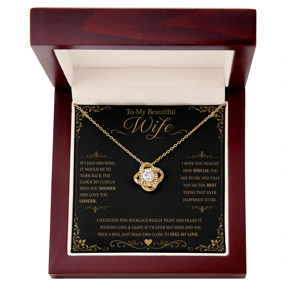 To My Beautiful Wife If I Had One Wish Love Knot Necklace