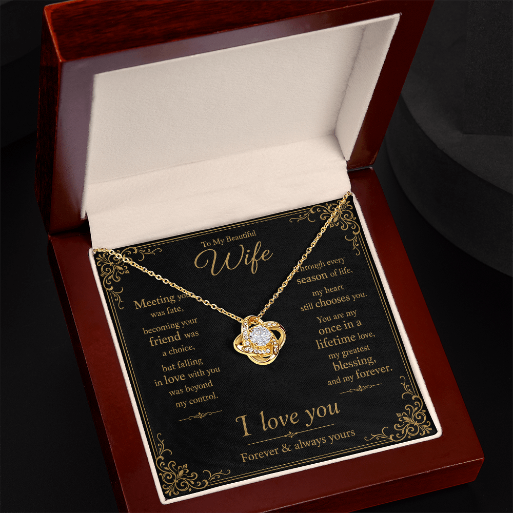 To My Beautiful Wife Love Knot Gift Necklace
