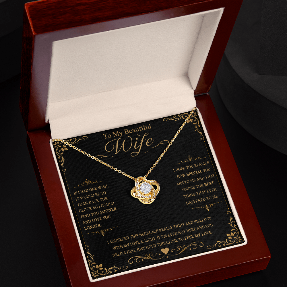 To My Beautiful Wife If I Had One Wish Love Knot Necklace