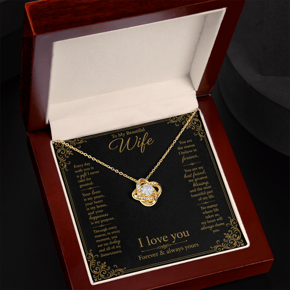 To My Beautiful Wife Every Day With You Love Knot Necklace