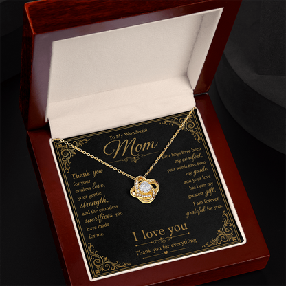 To My Wonderful Mother Thank You For Your Endless Love Knot Necklace
