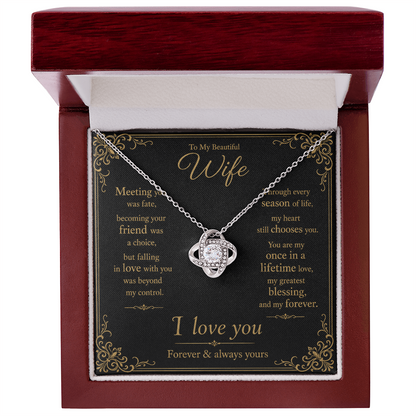 To My Beautiful Wife Love Knot Gift Necklace