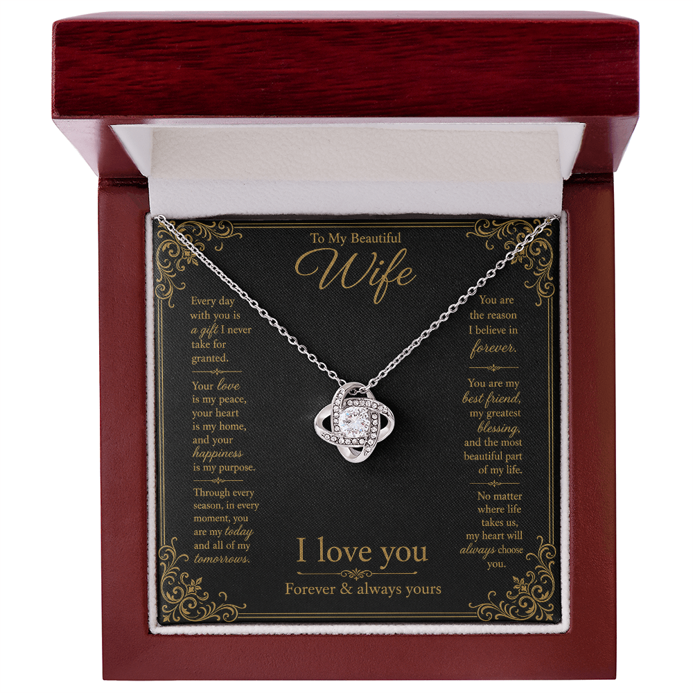 To My Beautiful Wife Every Day With You Love Knot Necklace