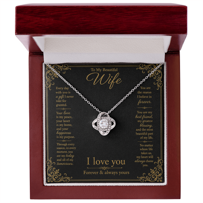 To My Beautiful Wife Every Day With You Love Knot Necklace
