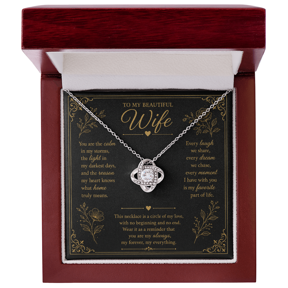 To My Wife My Forever My Everything Love Knot Necklace