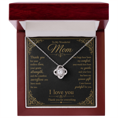 To My Wonderful Mother Thank You For Your Endless Love Knot Necklace