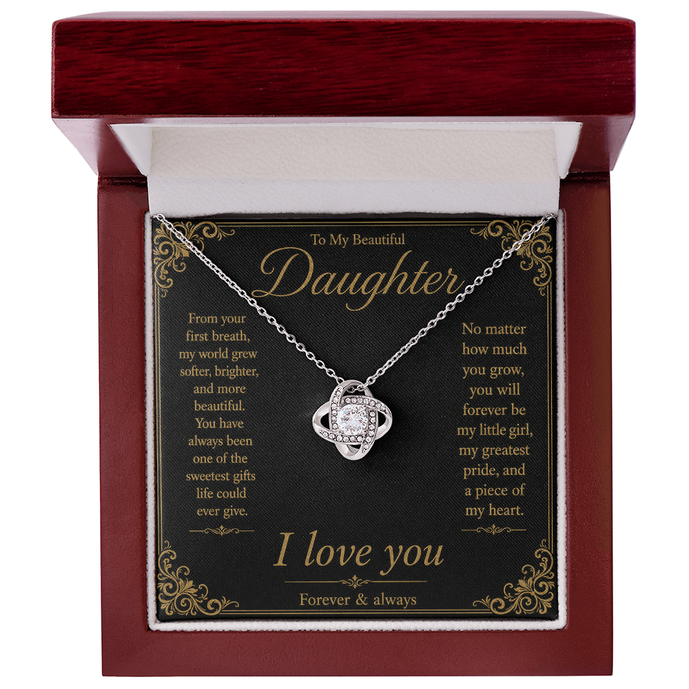 To My Daughter From Your First Breath Love Knot Necklace
