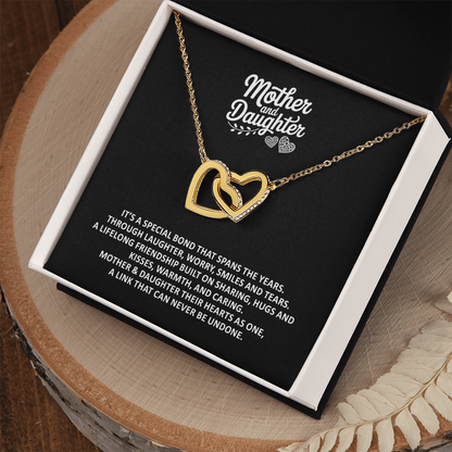 Mother & Daughter It's A Special Bond Interlocking Hearts Gift Necklace