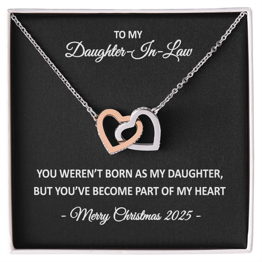 To My Daughter-in-Law – You've Become Part of My Heart – Interlocking Hearts Necklace Christmas Gift for Her