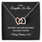 To My Daughter-in-Law – You Made Our Family Better – Interlocking Hearts Necklace Christmas Gift for Her