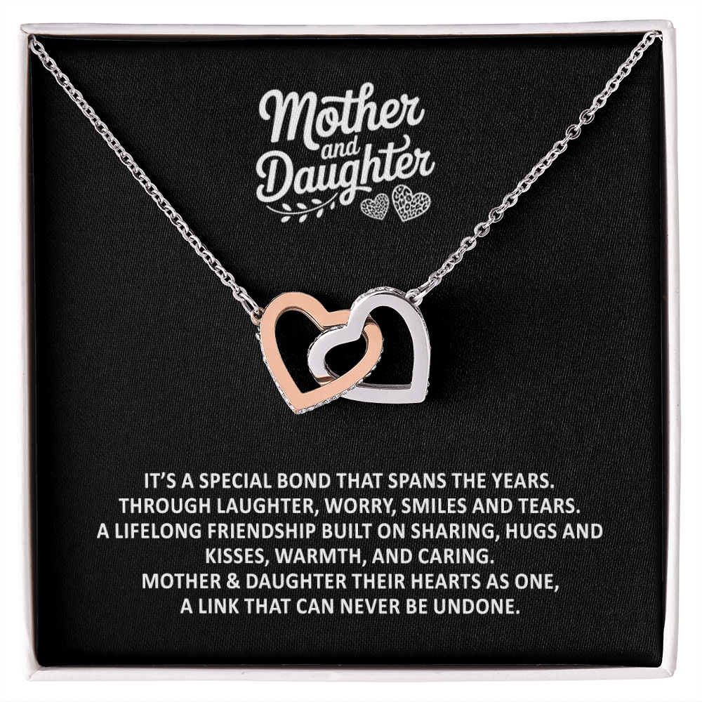 Mother & Daughter It's A Special Bond Interlocking Hearts Gift Necklace