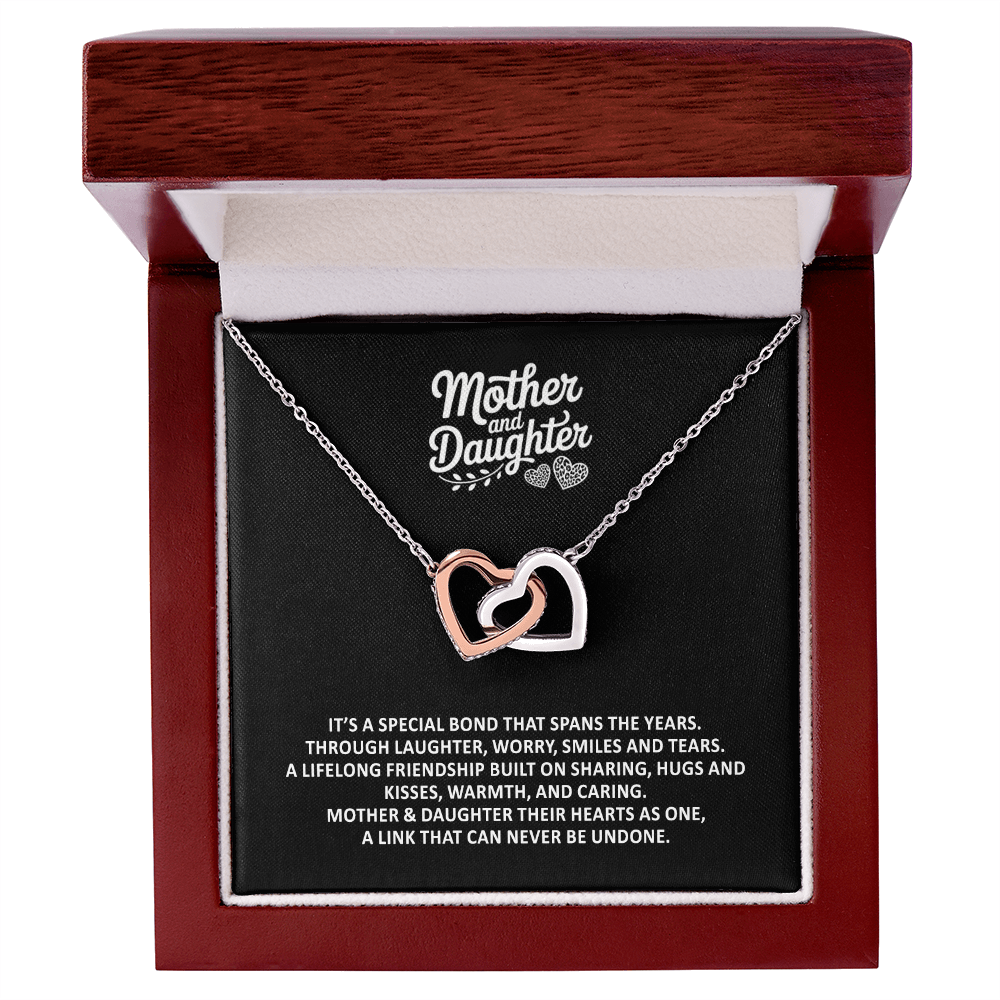 Mother & Daughter It's A Special Bond Interlocking Hearts Gift Necklace