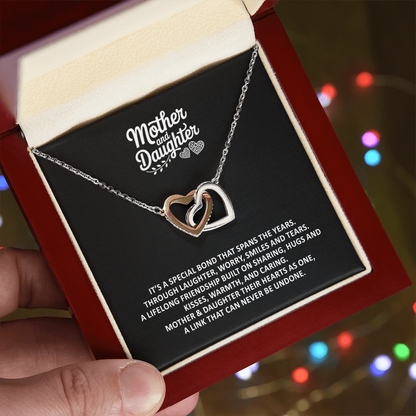 Mother & Daughter It's A Special Bond Interlocking Hearts Gift Necklace