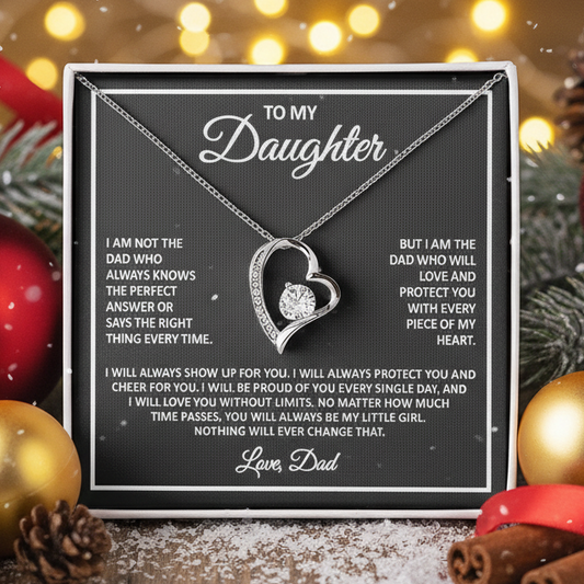 Daughter Necklace From Dad – Forever My Little Girl – Love Dad Gift Message Card
