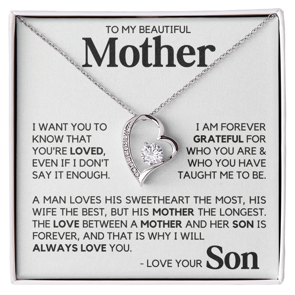 To My Beautiful Mother Gift From Son Mother's Day Forever Love Necklace