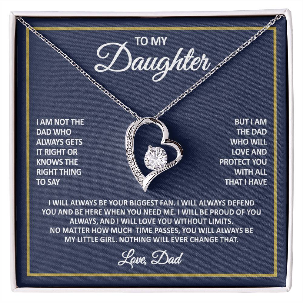 Daughter Necklace From Dad – Forever My Little Girl – Love Dad Gift Heart Necklace