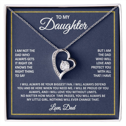 Daughter Necklace From Dad – Forever My Little Girl – Love Dad Gift Heart Necklace