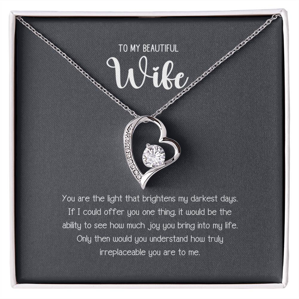 To My Beautiful Wife Forever Heart Love Necklace