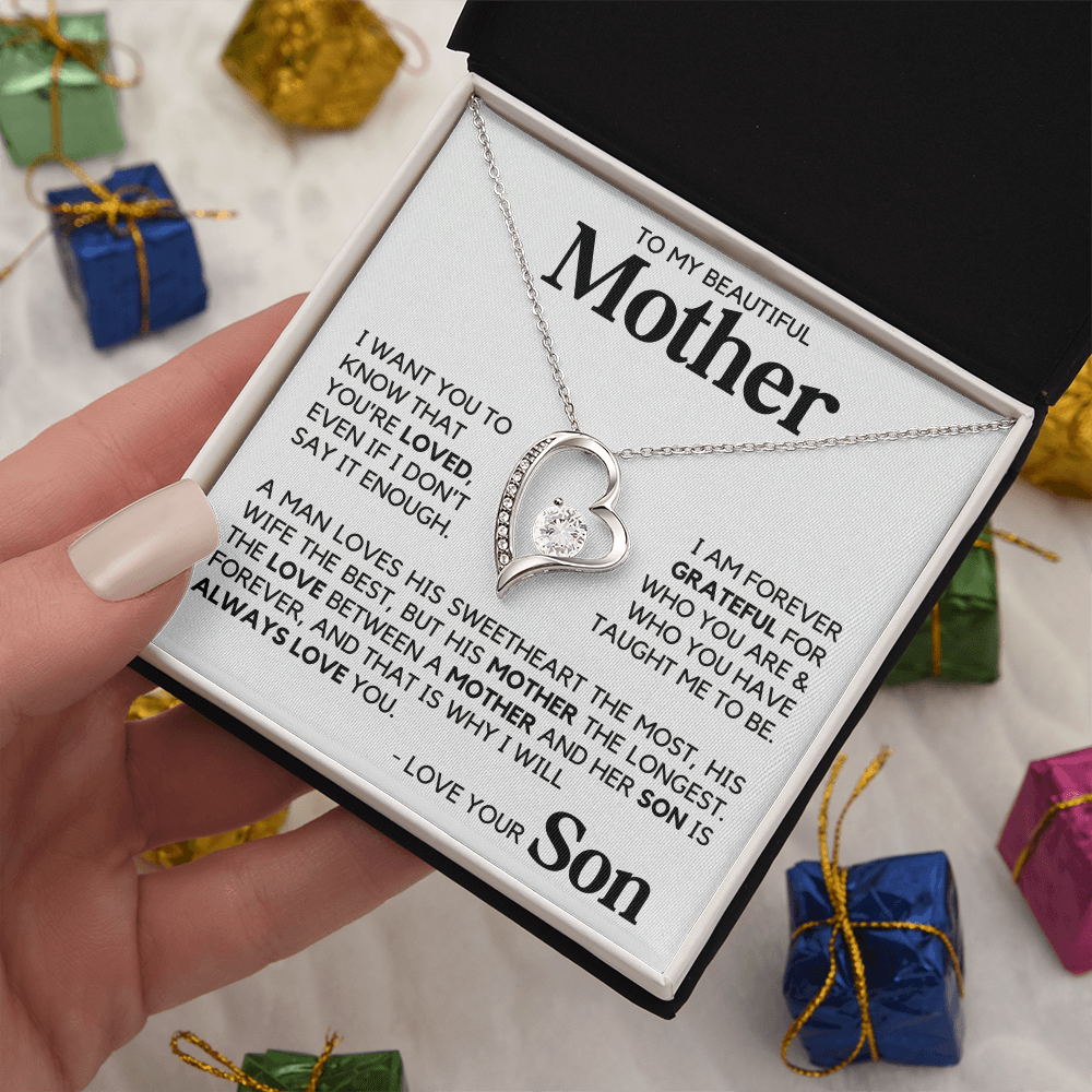 To My Beautiful Mother Gift From Son Mother's Day Forever Love Necklace