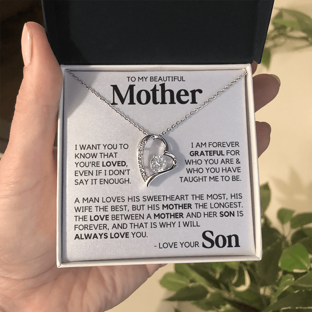To My Beautiful Mother Gift From Son Mother's Day Forever Love Necklace