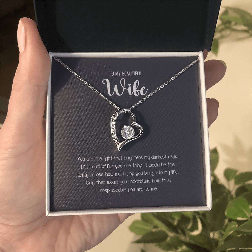 To My Beautiful Wife Forever Heart Love Necklace