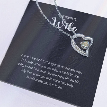 To My Beautiful Wife Forever Heart Love Necklace