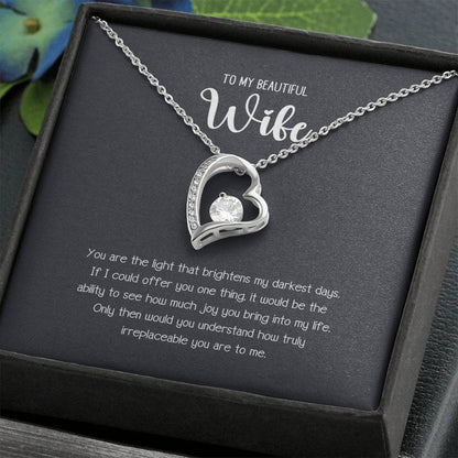 To My Beautiful Wife Forever Heart Love Necklace