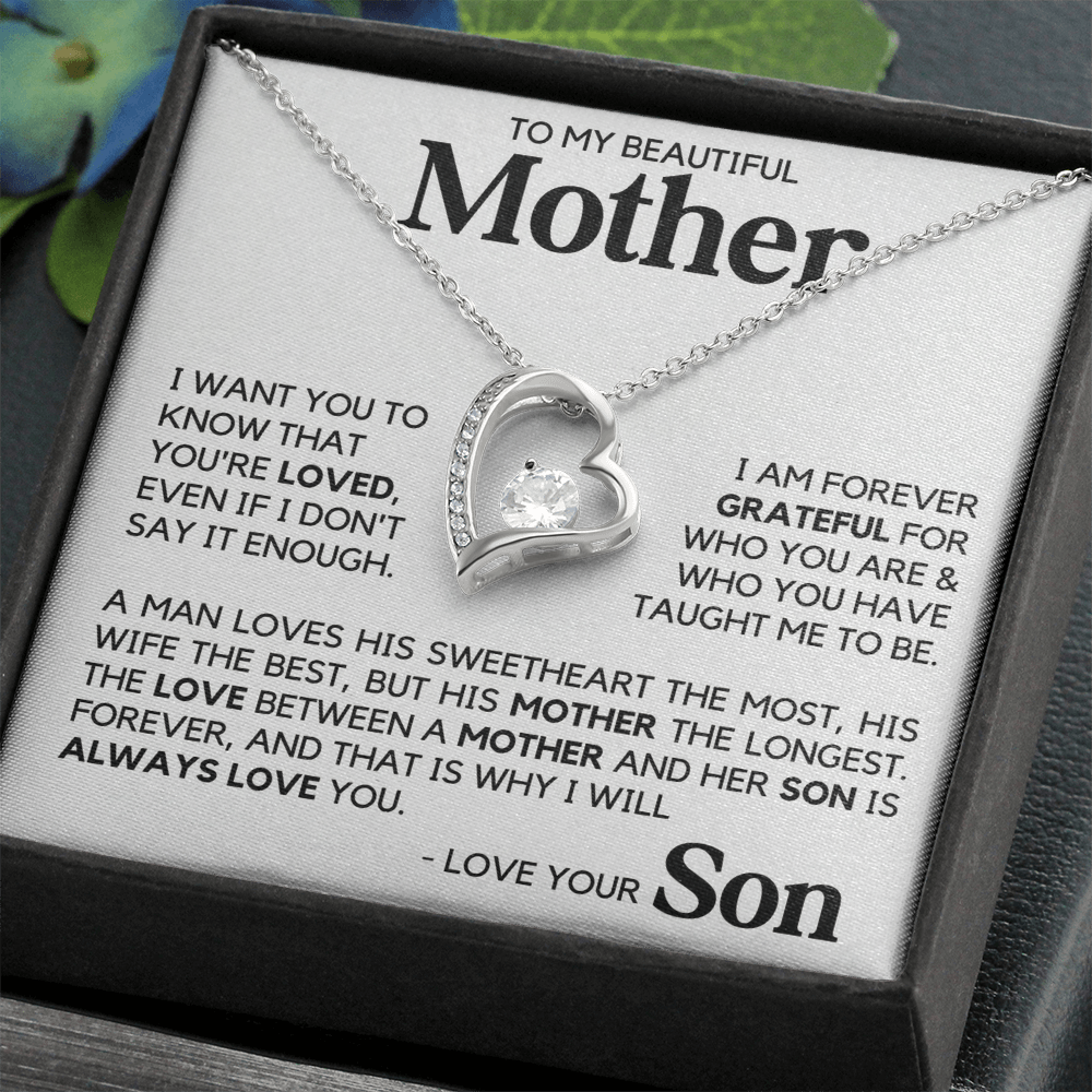 To My Beautiful Mother Gift From Son Mother's Day Forever Love Necklace