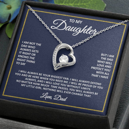 Daughter Necklace From Dad – Forever My Little Girl – Love Dad Gift Heart Necklace