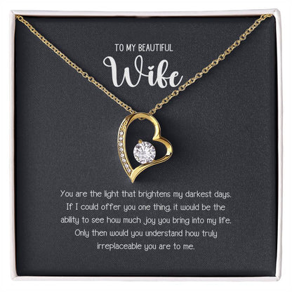 To My Beautiful Wife Forever Heart Love Necklace