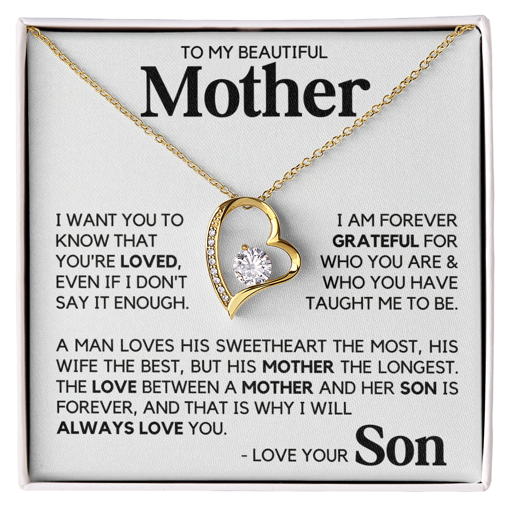 To My Beautiful Mother Gift From Son Mother's Day Forever Love Necklace