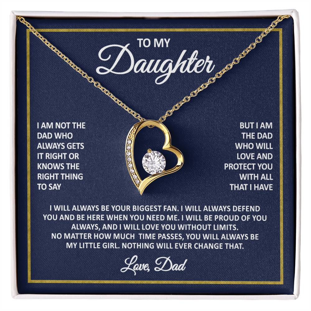 Daughter Necklace From Dad – Forever My Little Girl – Love Dad Gift Heart Necklace