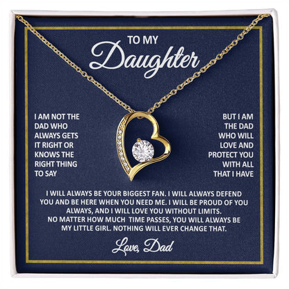 Daughter Necklace From Dad – Forever My Little Girl – Love Dad Gift Heart Necklace