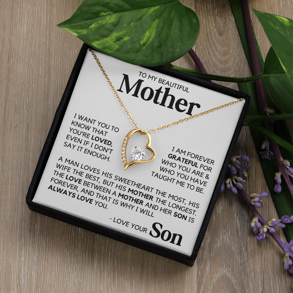 To My Beautiful Mother Gift From Son Mother's Day Forever Love Necklace