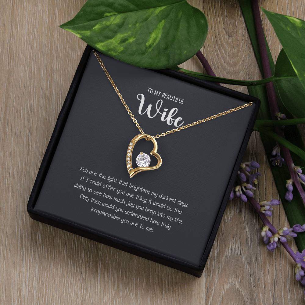 To My Beautiful Wife Forever Heart Love Necklace