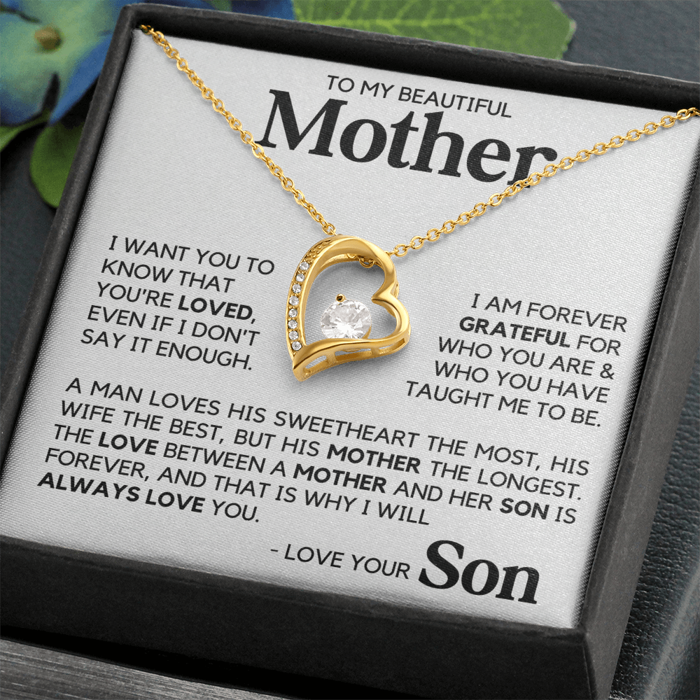 To My Beautiful Mother Gift From Son Mother's Day Forever Love Necklace