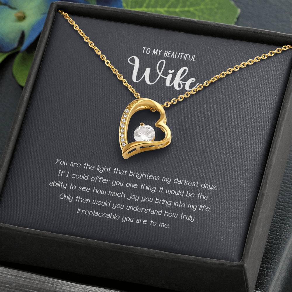 To My Beautiful Wife Forever Heart Love Necklace