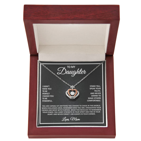 Daughter Necklace From Mom – Wear This Necklace & Straighten Your Crown – Love Mom Gift Message Card